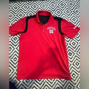 Husker red polo dri fit material